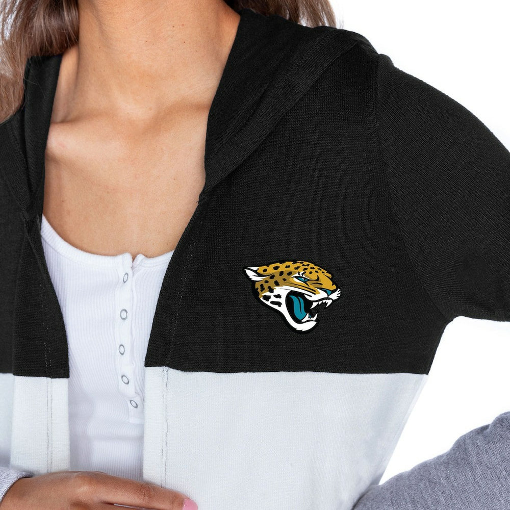 Jacksonville Jaguars Gameday Couture Women's Tri-Blend Color Block Lightweight Cardigan Hoodie - Black discount