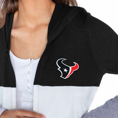 Houston Texans Gameday Couture Women's Tri-Blend Color Block Lightweight Cardigan Hoodie - Black on sale