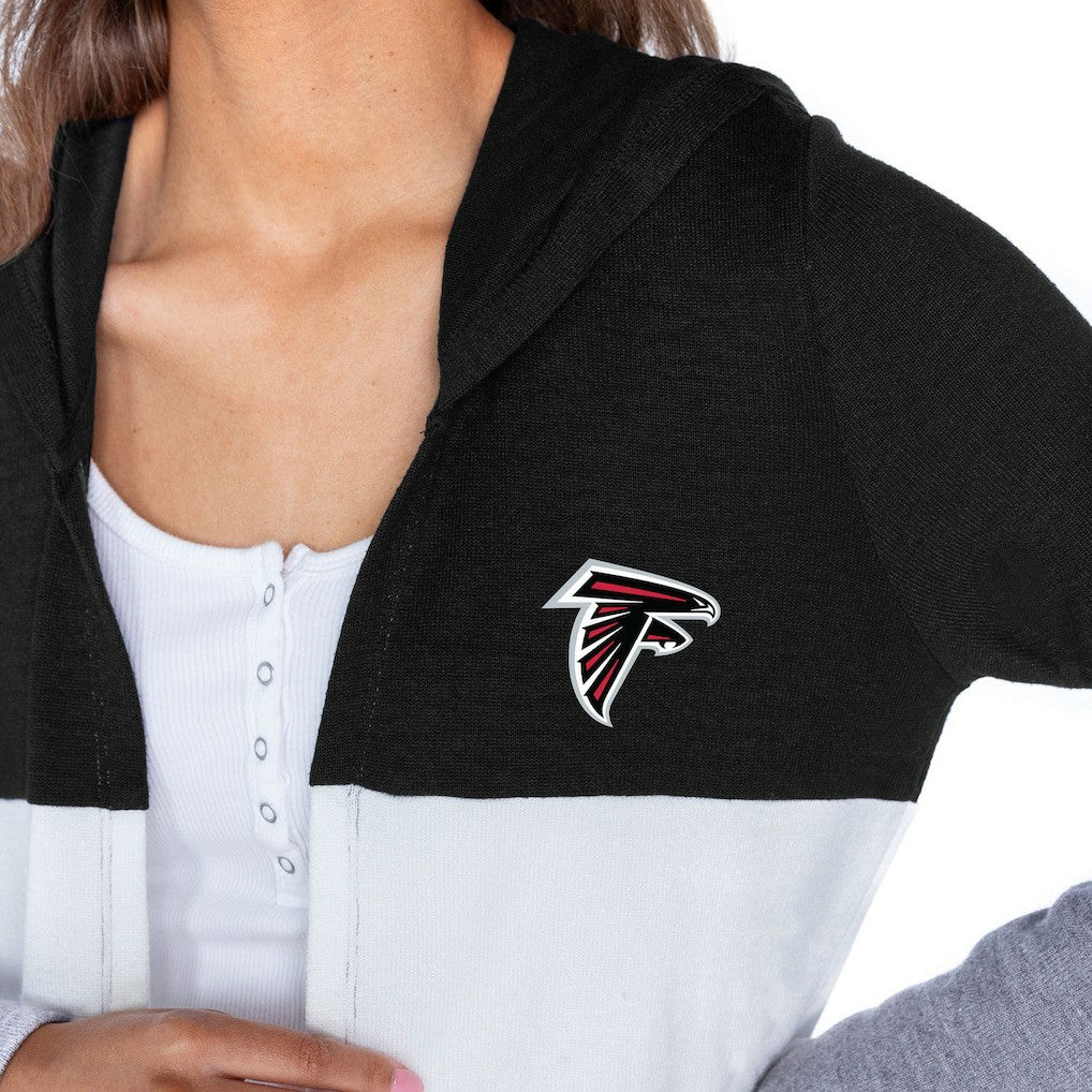 Atlanta Falcons Gameday Couture Women's Tri-Blend Color Block Lightweight Cardigan Hoodie - Black online