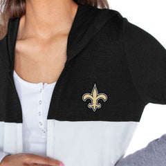 New Orleans Saints Gameday Couture Women's Tri-Blend Color Block Lightweight Cardigan Hoodie - Black online