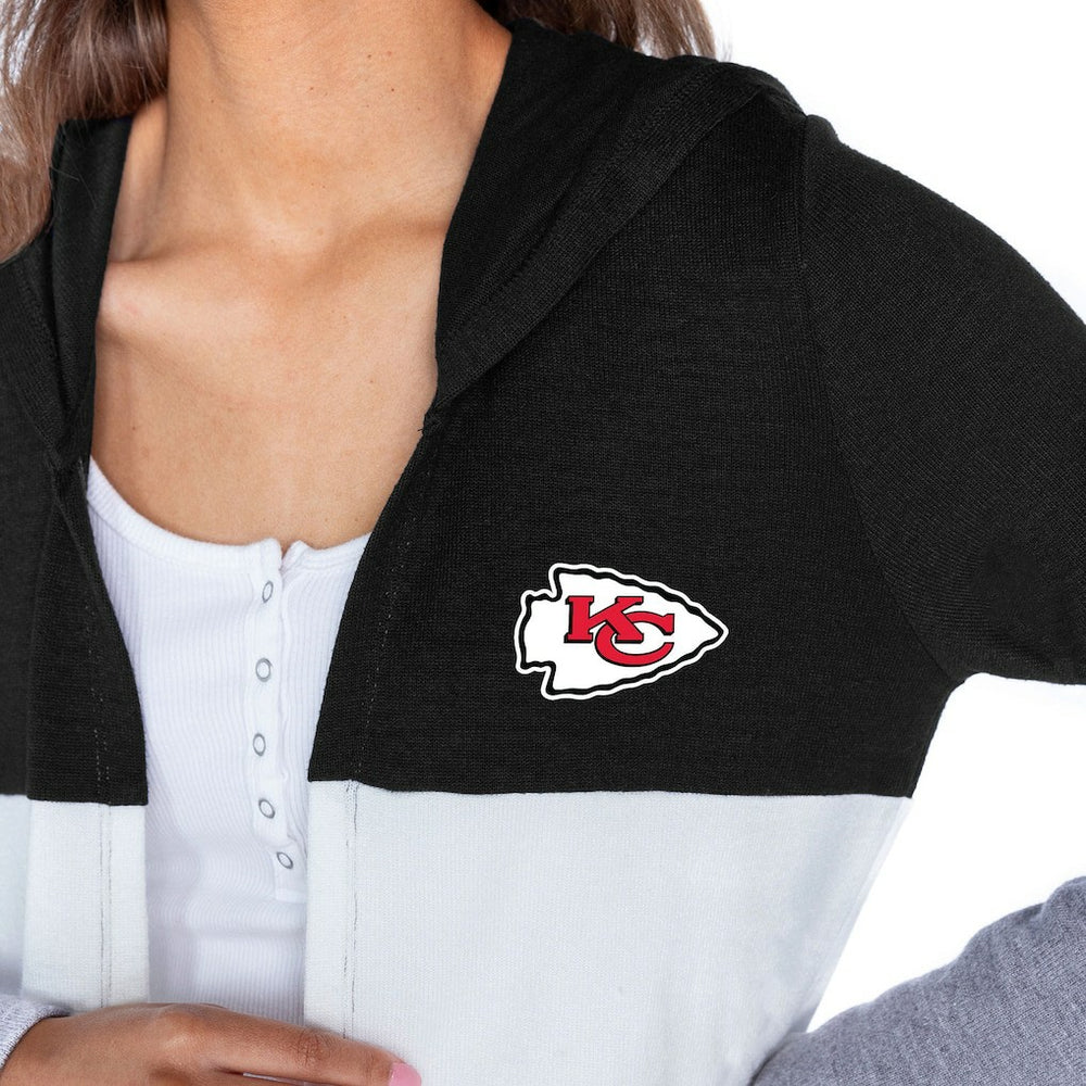 Kansas City Chiefs Gameday Couture Women's Tri-Blend Color Block Lightweight Cardigan Hoodie - Black discount