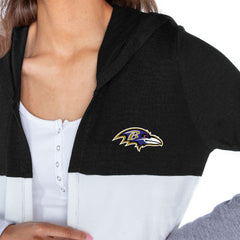Baltimore Ravens Gameday Couture Women's Tri-Blend Color Block Lightweight Cardigan Hoodie - Black for sale