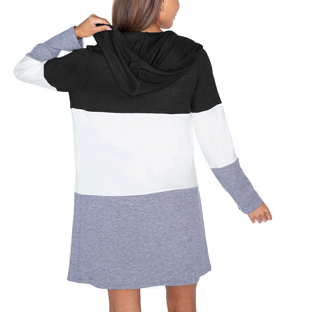 Carolina Panthers Gameday Couture Women's Tri-Blend Color Block Lightweight Cardigan Hoodie - Black cheap