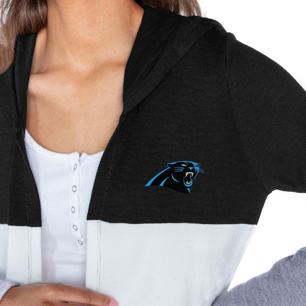 Carolina Panthers Gameday Couture Women's Tri-Blend Color Block Lightweight Cardigan Hoodie - Black cheap