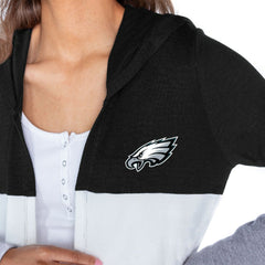 Philadelphia Eagles Gameday Couture Women's Tri-Blend Color Block Lightweight Cardigan Hoodie - Black outlet