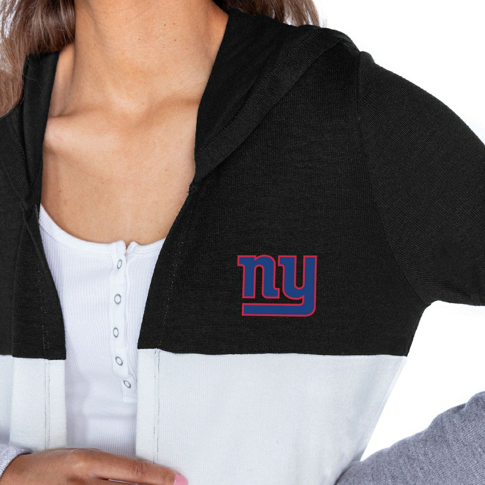 New York Giants Gameday Couture Women's Tri-Blend Color Block Lightweight Cardigan Hoodie - Black outlet