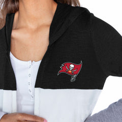 Tampa Bay Buccaneers Gameday Couture Women's Tri-Blend Color Block Lightweight Cardigan Hoodie - Black outlet