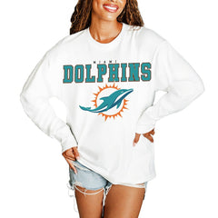 Miami Dolphins Gameday Couture Women's Big Goals Oversized Long Sleeve T-Shirt - White online