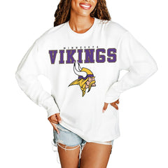 Minnesota Vikings Gameday Couture Women's Big Goals Oversized Long Sleeve T-Shirt - White for sale