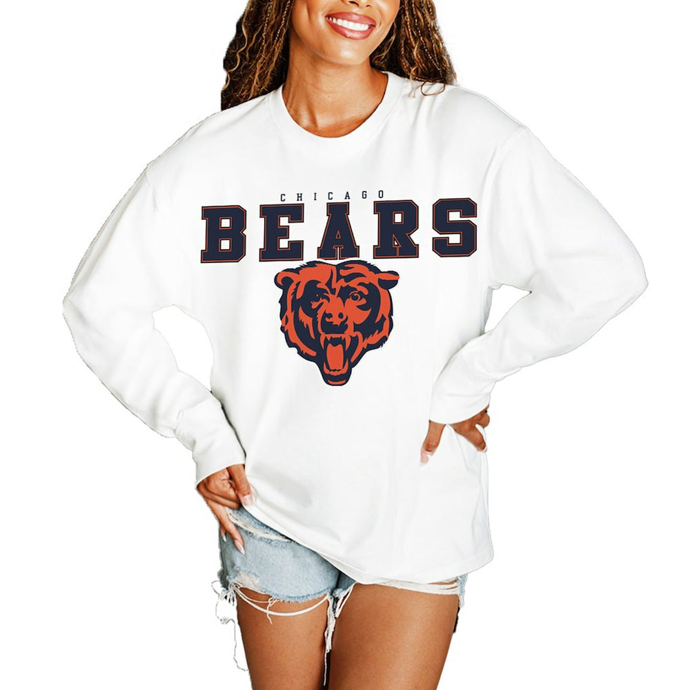 Chicago Bears Gameday Couture Women's Big Goals Oversized Long Sleeve T-Shirt - White outlet