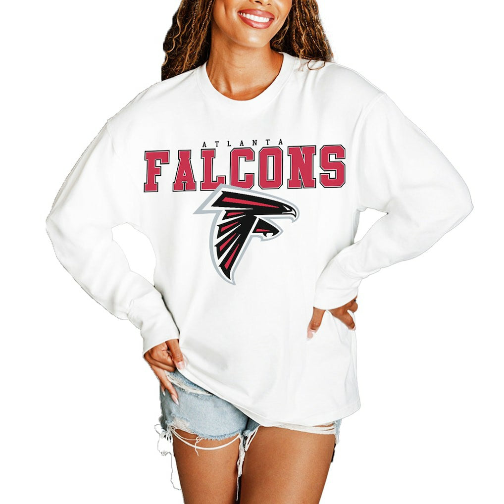 Atlanta Falcons Gameday Couture Women's Big Goals Oversized Long Sleeve T-Shirt - White discount