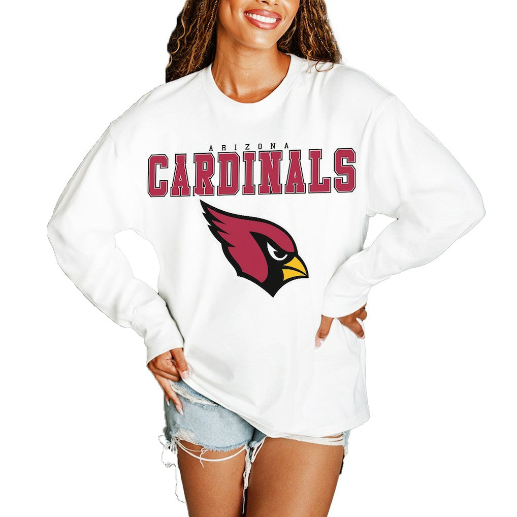 Arizona Cardinals Gameday Couture Women's Big Goals Oversized Long Sleeve T-Shirt - White for sale