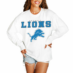 Detroit Lions Gameday Couture Women's Big Goals Oversized Long Sleeve T-Shirt - White for sale