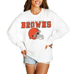 Cleveland Browns Gameday Couture Women's Big Goals Oversized Long Sleeve T-Shirt - White cheap