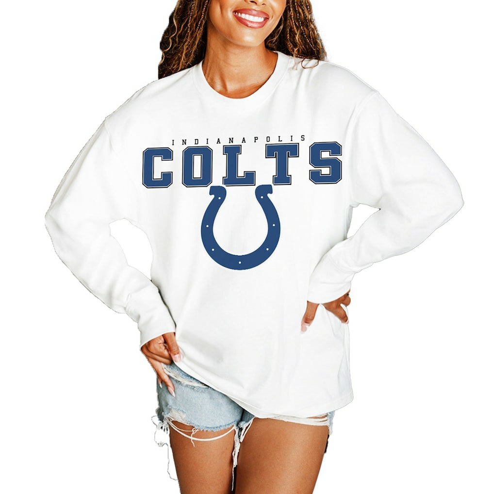 Indianapolis Colts Gameday Couture Women's Big Goals Oversized Long Sleeve T-Shirt - White online