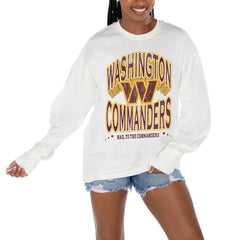 Washington Commanders Gameday Couture Women's Time Out Oversized Long Sleeve T-Shirt - White discount
