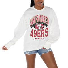 San Francisco 49ers Gameday Couture Women's Time Out Oversized Long Sleeve T-Shirt - White sale