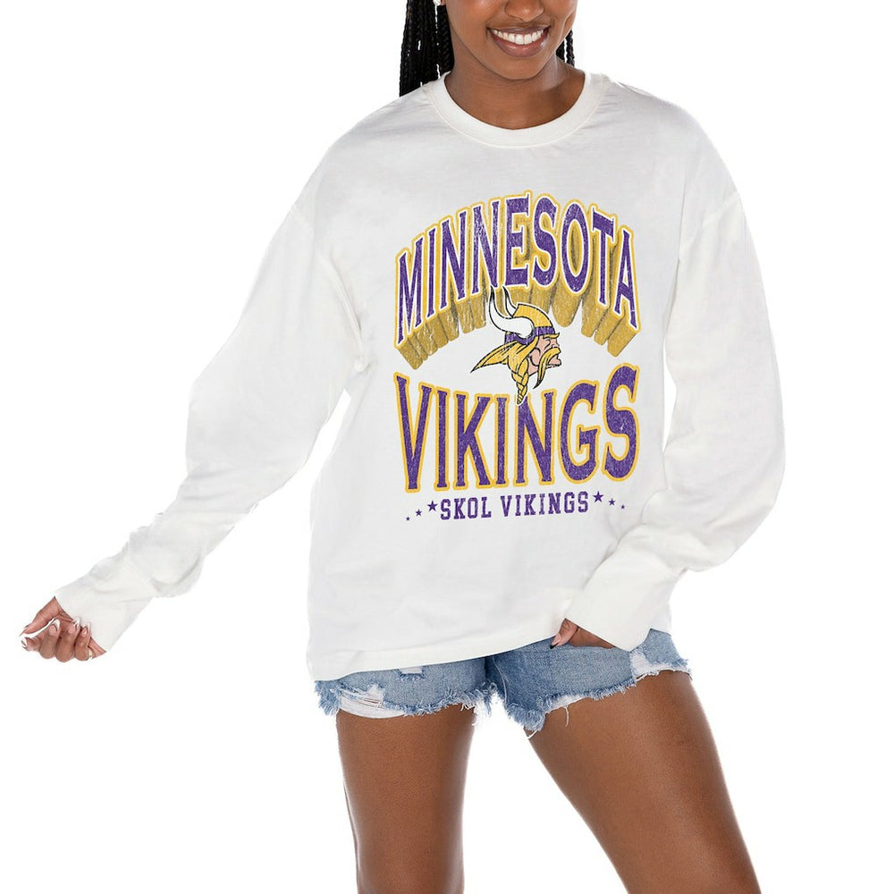Minnesota Vikings Gameday Couture Women's Time Out Oversized Long Sleeve T-Shirt - White online