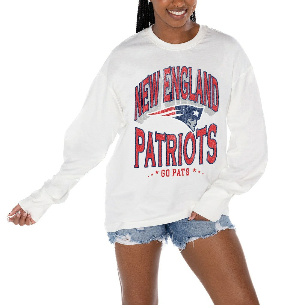 New England Patriots Gameday Couture Women's Time Out Oversized Long Sleeve T-Shirt - White cheap