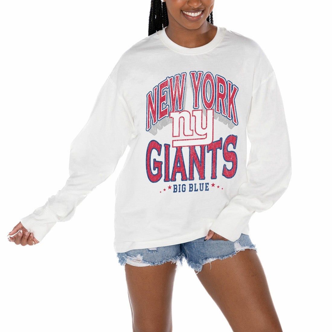 New York Giants Gameday Couture Women's Time Out Oversized Long Sleeve T-Shirt - White online