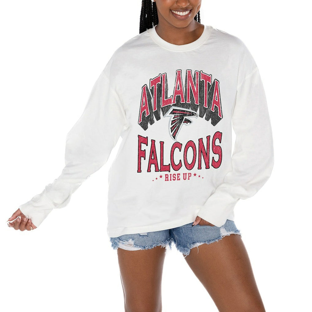 Atlanta Falcons Gameday Couture Women's Time Out Oversized Long Sleeve T-Shirt - White outlet