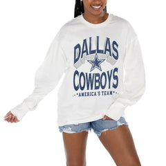 Dallas Cowboys Gameday Couture Women's Time Out Oversized Long Sleeve T-Shirt - White cheap