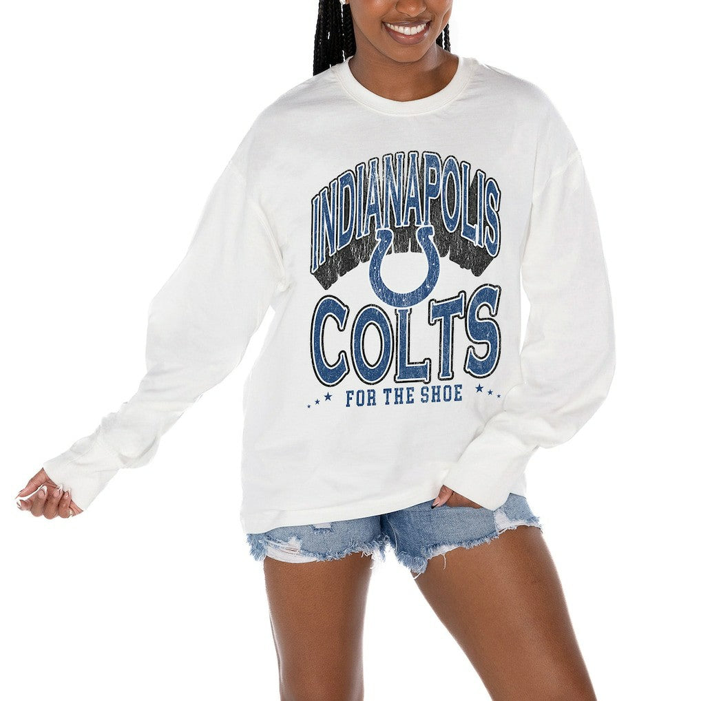 Indianapolis Colts Gameday Couture Women's Time Out Oversized Long Sleeve T-Shirt - White cheap