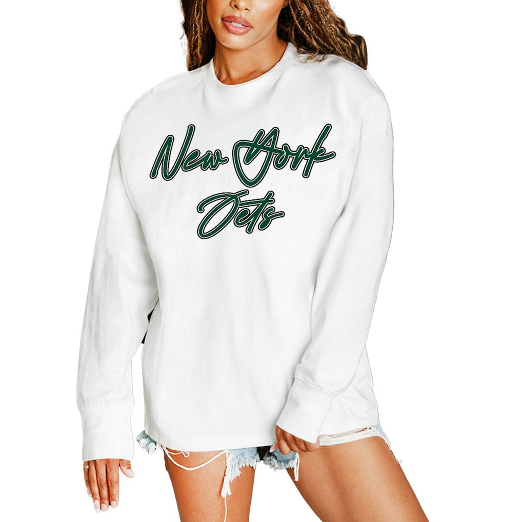 New York Jets Gameday Couture Women's Classic Comeback Oversized Long Sleeve T-Shirt - White cheap