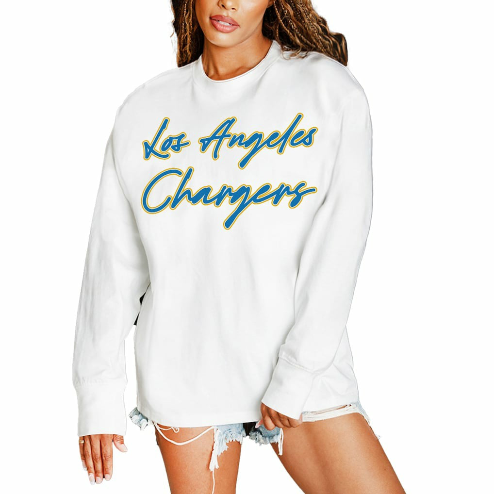 Los Angeles Chargers Gameday Couture Women's Classic Comeback Oversized Long Sleeve T-Shirt - White online