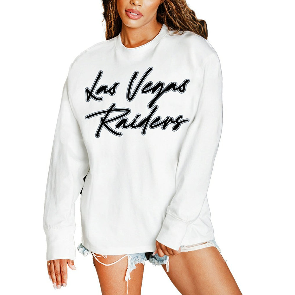 Las Vegas Raiders Gameday Couture Women's Classic Comeback Oversized Long Sleeve T-Shirt - White sale