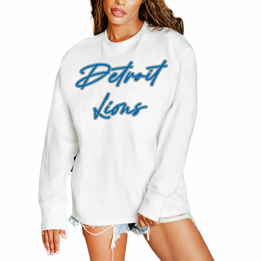 Detroit Lions Gameday Couture Women's Classic Comeback Oversized Long Sleeve T-Shirt - White online