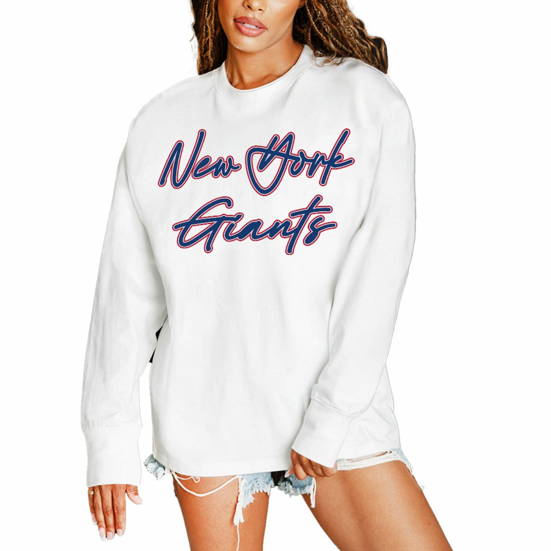 New York Giants Gameday Couture Women's Classic Comeback Oversized Long Sleeve T-Shirt - White outlet
