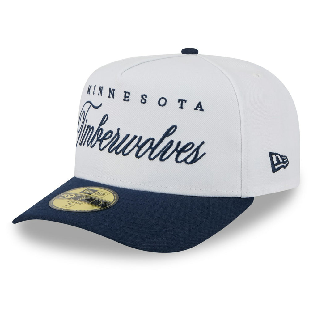 Minnesota Timberwolves 2025 NBA Draft A-Frame 59FIFTY Fitted Hat - White/Navy | New Era for sale