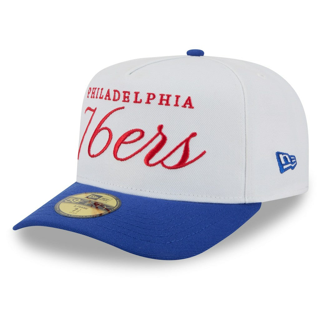 Philadelphia 76ers 2025 NBA Draft A-Frame 59FIFTY Fitted Hat - White/Royal | New Era shop