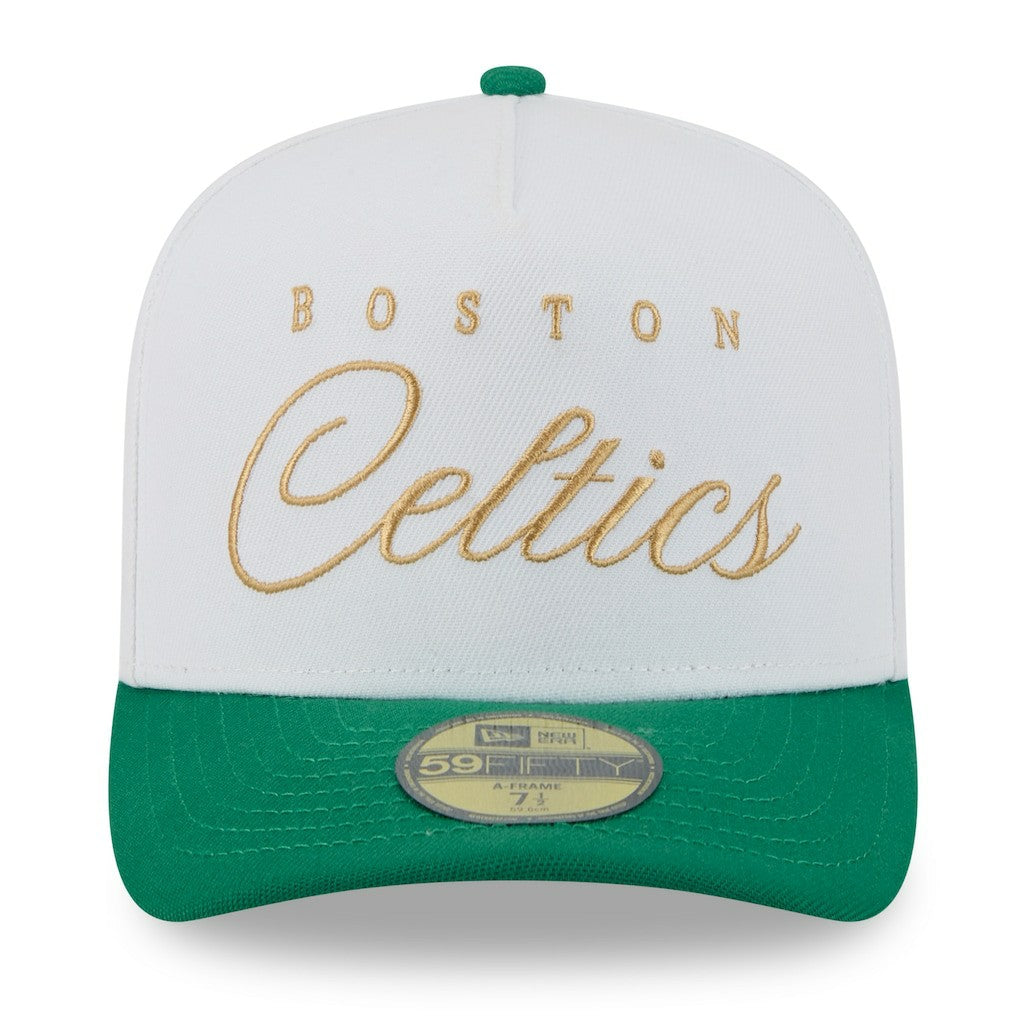 Boston Celtics 2025 NBA Draft A-Frame 59FIFTY Fitted Hat - White/Kelly Green | New Era online
