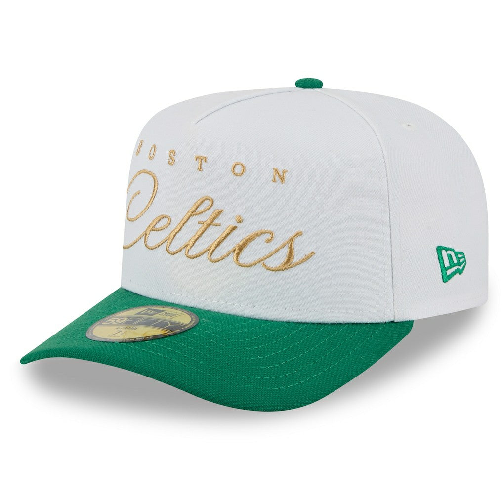 Boston Celtics 2025 NBA Draft A-Frame 59FIFTY Fitted Hat - White/Kelly Green | New Era online