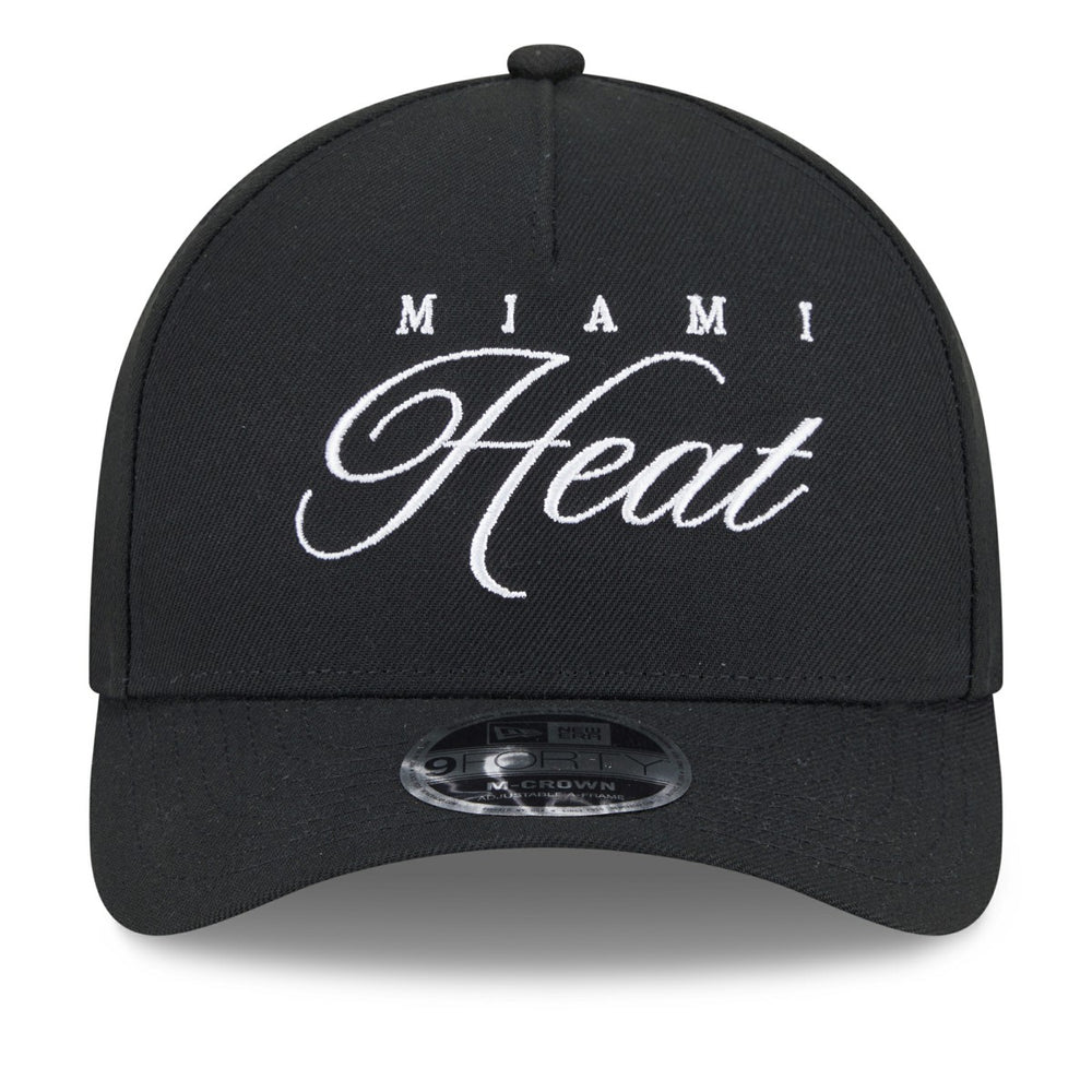 Miami Heat 2025 NBA Draft M-Crown A-Frame 9FORTY Adjustable Hat - Black | New Era sale