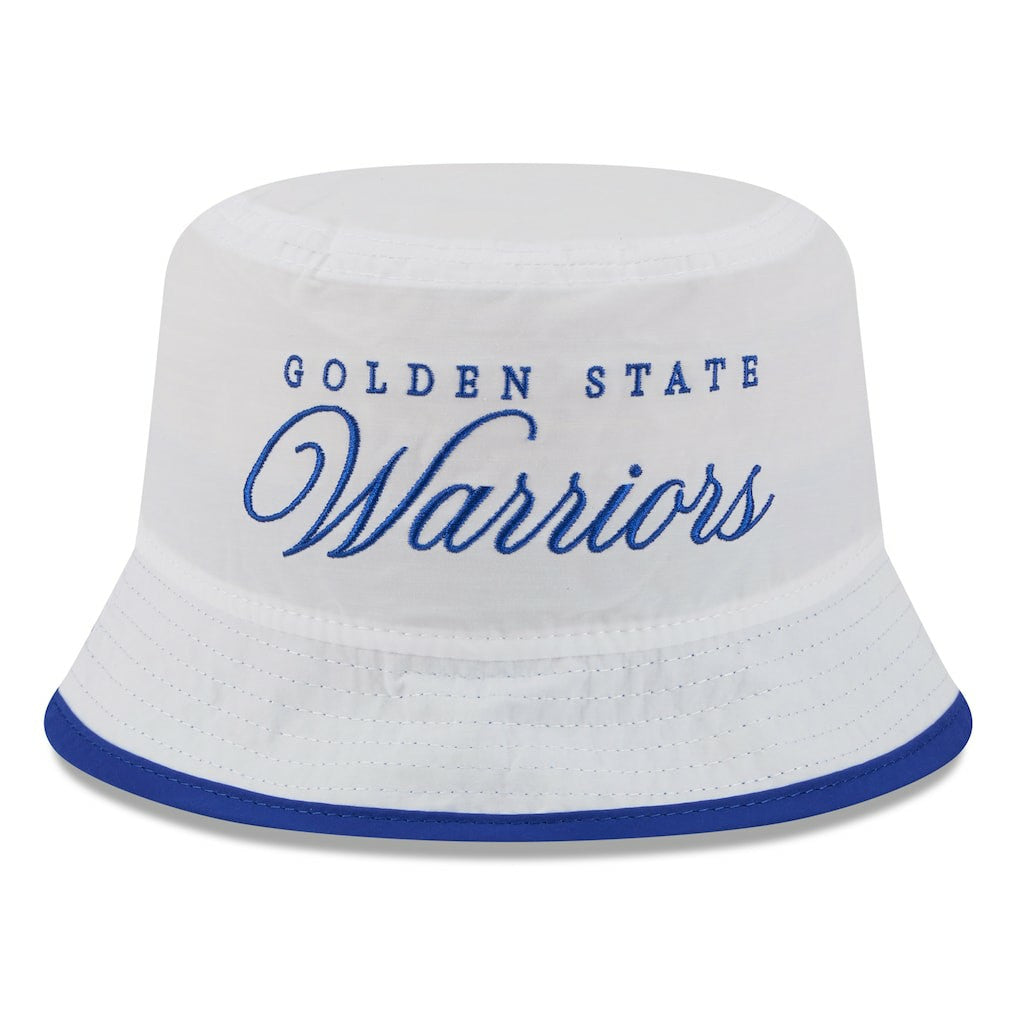 Golden State Warriors 2025 NBA Draft Nylon Bucket Hat sale - White/Royal | New Era for sale