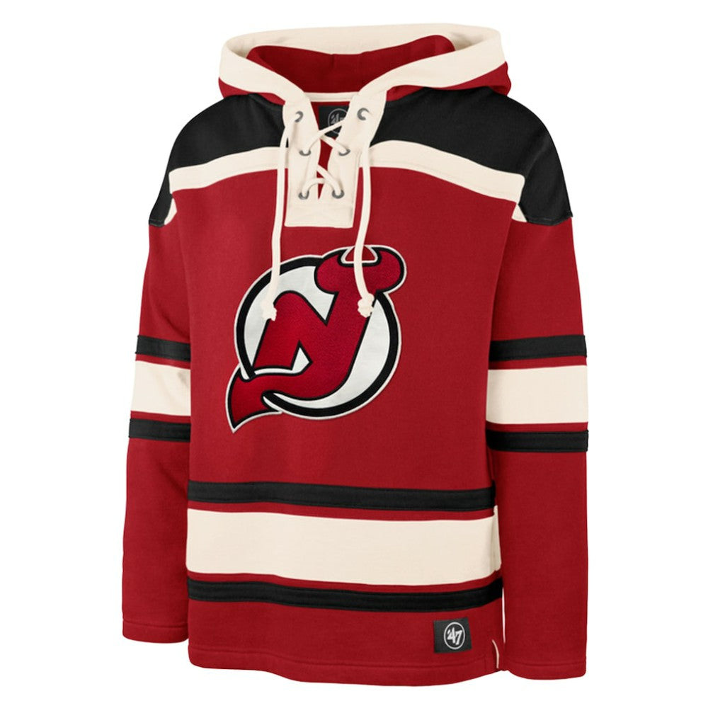 Jack Hughes New Jersey Devils '47 Big & Tall Lace-up Pullover Hoodie Red
