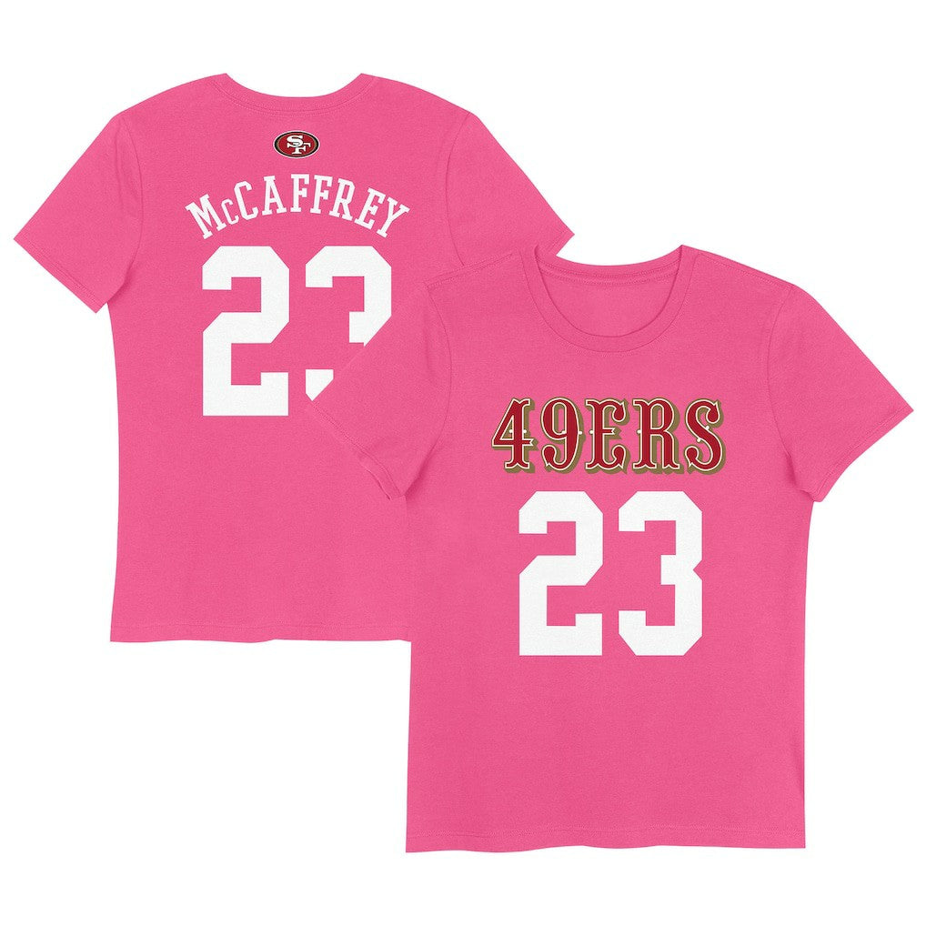 Christian McCaffrey San Francisco 49ers Girls Youth Player Name & Number T-Shirt - Pink cheap