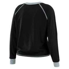Las Vegas Raiders WEAR by Erin Andrews Women's Plus Size Tie-Front Long Sleeve Top - Black/Gray for sale