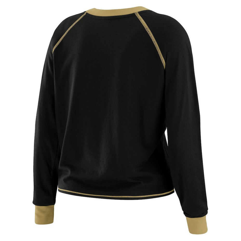 New Orleans Saints WEAR by Erin Andrews Women's Plus Size Tie-Front Long Sleeve Top - Black/Gold discount