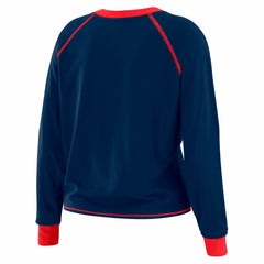 New York Giants WEAR by Erin Andrews Women's Plus Size Tie-Front Long Sleeve Top - Royal/Red on sale