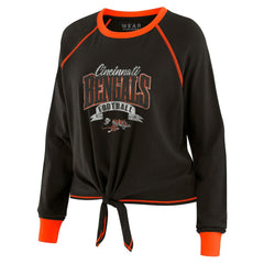 Cincinnati Bengals WEAR by Erin Andrews Women's Plus Size Tie-Front Long Sleeve Top - Black/Orange online