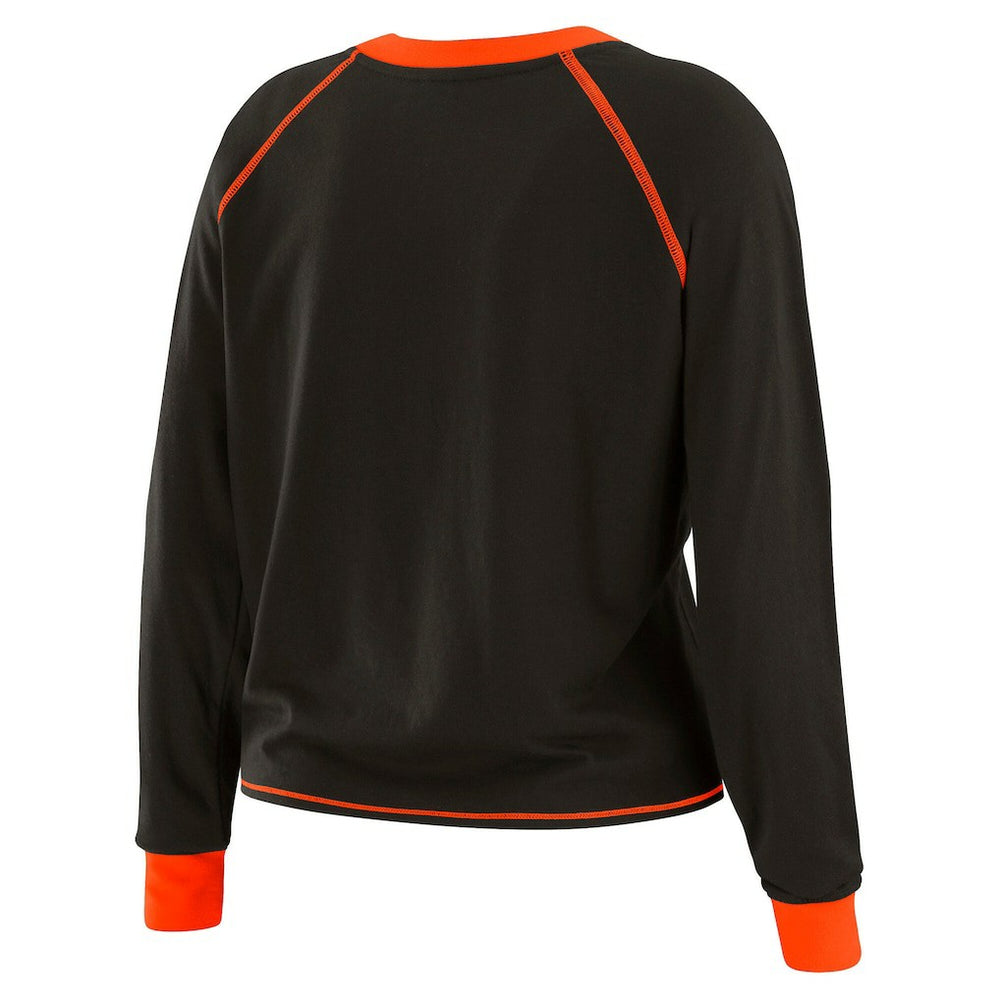 Cincinnati Bengals WEAR by Erin Andrews Women's Plus Size Tie-Front Long Sleeve Top - Black/Orange online
