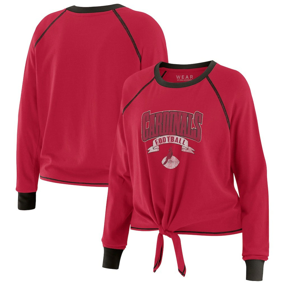 Arizona Cardinals WEAR by Erin Andrews Women's Plus Size Tie-Front Long Sleeve Top - Cardinal/Black online
