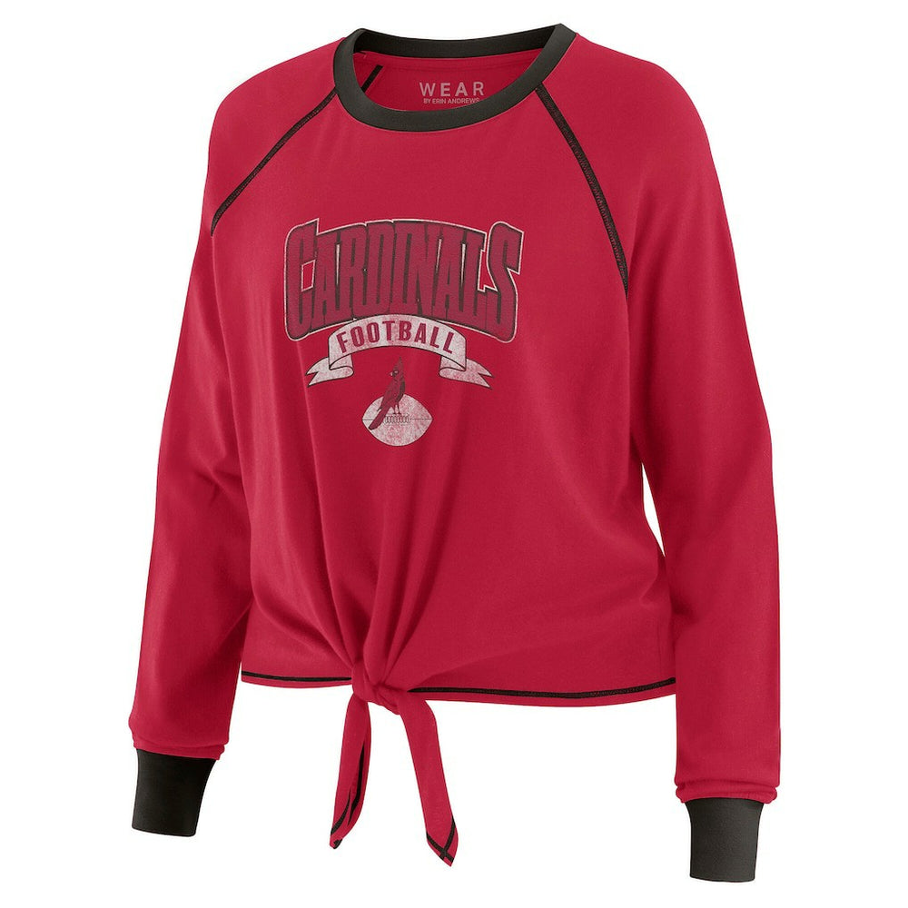 Arizona Cardinals WEAR by Erin Andrews Women's Plus Size Tie-Front Long Sleeve Top - Cardinal/Black online