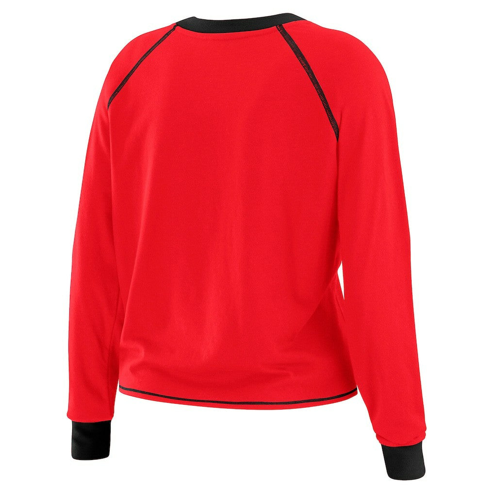Atlanta Falcons WEAR by Erin Andrews Women's Plus Size Tie-Front Long Sleeve Top - Red/Black online