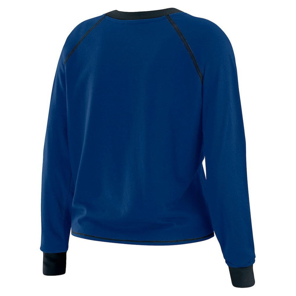 Indianapolis Colts WEAR by Erin Andrews Women's Plus Size Tie-Front Long Sleeve Top - Royal/Black sale