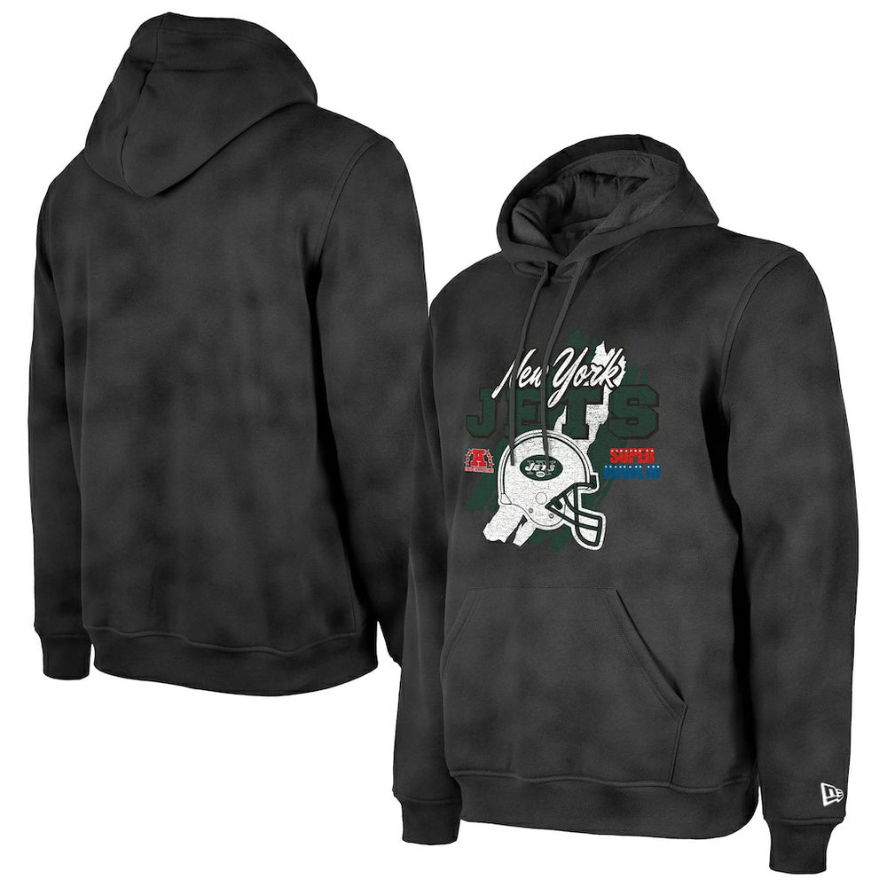 New York Jets New Era Identity Helmet Enzyme Washed Pullover Hoodie - Black discount